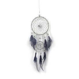 Iron Woven Web/Net with Feather Pendant Decorations, for Home Decorations
