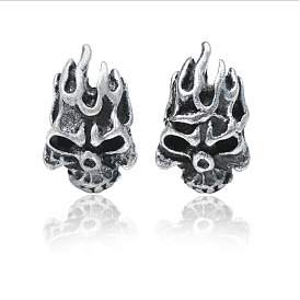 Alloy Skull Stud Earrings with 925 Sterling Silver Pins, Halloween Jewelry for Men Women