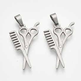 304 Stainless Steel Pendants, Scissor & Comb Shape