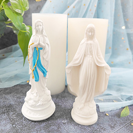 Virgin Mary Religion Theme DIY Silicone Statue Candle Molds, for Portrait Sculpture Scented Candle Making