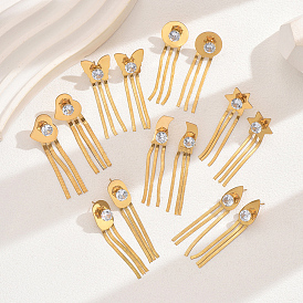 Fashionable Vintage Tassel Stud Earrings for Women, Casual and Versatile, Real 18K Gold Plated