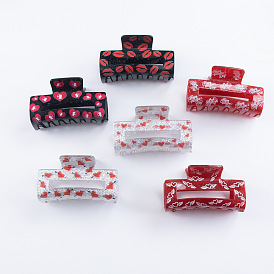 Valentine's Day Acrylic Claw Hair Clips, Rectangle