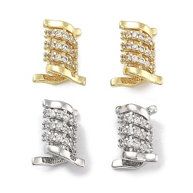 Rack Plating Brass Micro Pave Cubic Zirconia Beads, Cadmium Free & Lead Free, Long-Lasting Plated, Coil