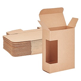 Boîte de papier kraft, avec fenêtre, pas de revêtement en plastique, rectangle