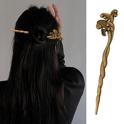 Tibetan Style Hair Accessories Alloy Hair Stick Findings, Cadmium Free & Nickel Free & Lead Free, 128x23x5mm, about 76pcs/1000g