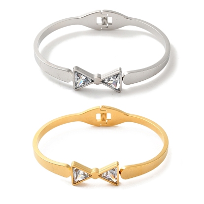 Браслеты с бантом из кубического циркония, вакуумное покрытие 304 женские браслеты из нержавеющей стали