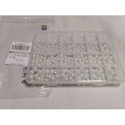 1800 pièces de perles rondes en verre nacré peintes au four
