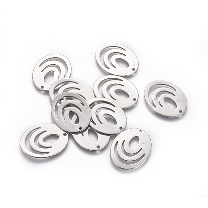 201 Stainless Steel Filigree Pendants, Oval Charms