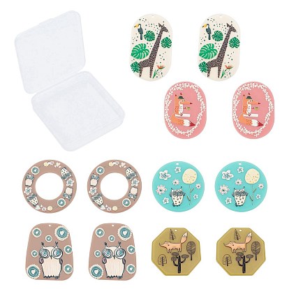 Acrylic Pendants, Animal Printed, Mixed Shapes
