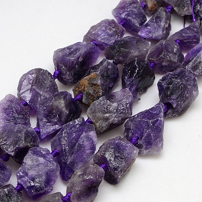 Natürlichen Edelstein Amethyst Perlen Stränge, Nuggets, 13~35x8~28 mm, Bohrung: 2 mm, ca. 15~19 Stk. / Strang, 15.74 Zoll