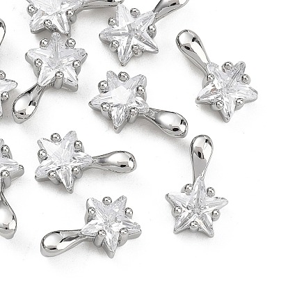 Breloques en laiton et zircon cubique transparent Shegrace, sans cadmium et sans nickel et sans plomb, charmes étoiles