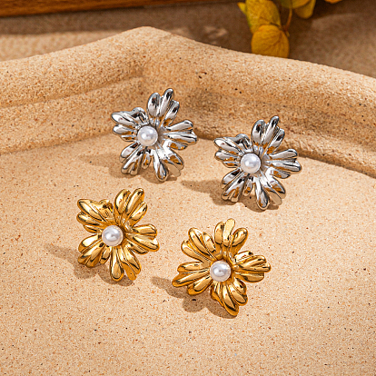 201 серьги из нержавеющей стали, с имитацией жемчуга