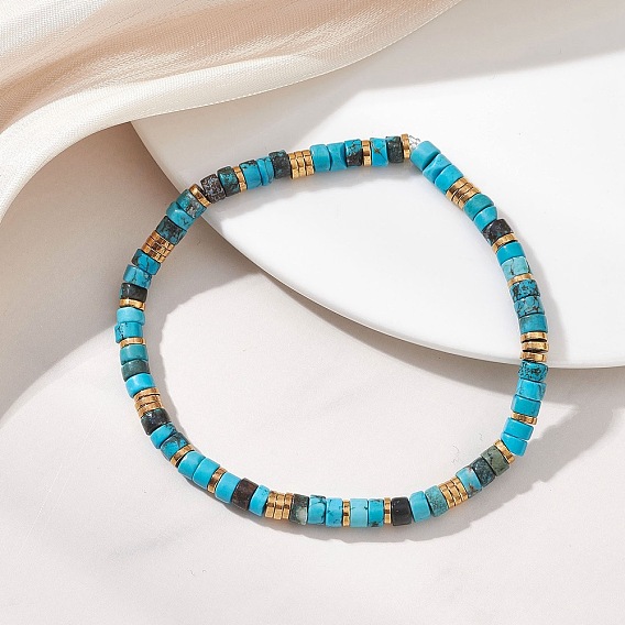 Эластичный браслет из натуральных драгоценных камней для женщин, диск, гальванические немагнитные синтетические гематитовые бусины