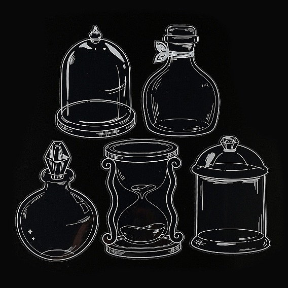 20Pcs 5 Styles PET Plastic Waterproof Self-Adhesive Lace Bottle Stickers, for Scrapbook Making Supplies