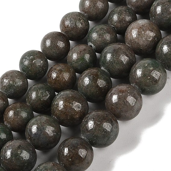 Нити натуральных красно-зеленых бусин из яшмы, круглые