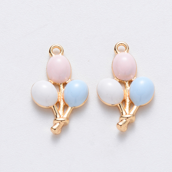 Brass Enamel Charms, Nickel Free, Balloon, Real 18K Gold Plated