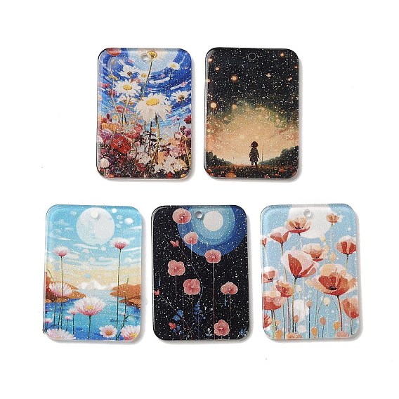 Акриловые подвески, 3 d распечатано, для изготовления ожерелья из сережек своими руками, прямоугольные