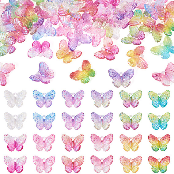 72шт 12 цвета прозрачные акриловые подвески с УФ-покрытием, УФ реактивный радужный, бабочка