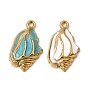 304 Stainless Steel Enamel Pendants, Conch Shape Charms, Ion Plating(IP), Real 18K Gold Plated
