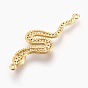 Brass Micro Pave Cubic Zirconia Links, Long-Lasting Plated, Snake, Lead Free & Nickel Free & Cadmium Free, Clear
