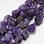 Natural Gemstone Amethyst Beads Strands, Nuggets, 13~35x8~28mm, Hole: 2mm, about 15~19pcs/strand, 15.74 inch