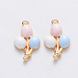 Brass Enamel Charms, Nickel Free, Balloon, Real 18K Gold Plated