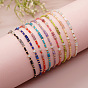 Bohemian Faceted Rondelle Natural Gemstone and Glass Heishi Braided Bead Bracelets for Women