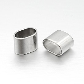 Rectangle 304 Stainless Steel Slide Charms/Slider Beads, For Leather Cord Bracelets Making, 8x10x6mm, Hole: 8.5x5mm