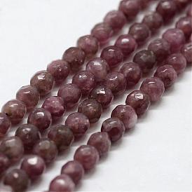 Натуральный лепидолит / пурпурный слюдяный камень бисер пряди, граненые, круглые