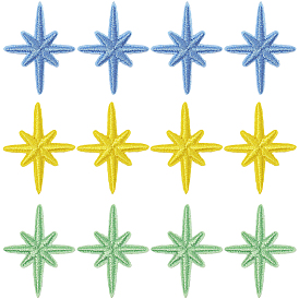 30 шт. 3 цвета тканевые звезды самоклеящиеся вышитые пришивные аппликации, швейные украшения