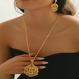 Элегантные модные комплекты из латунного ожерелья и серег в форме слезы и цветка для женщин