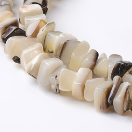 Natural Shell Rectangle Bead Strands, 8~12x8~12x2~5mm, Hole: 1mm, about 105pcs/strand, 15.7 inch
