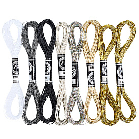 8 мотки 8 цвета 12 мулине для вышивания из металлизированного полиэстера, блестящие нитки для вышивки крестиком для рукоделия, ручная вышивка, браслеты дружбы плетеная веревка