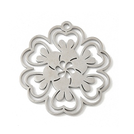 304 подвески из нержавеющей стали, цветочный шарм, лазерная резка, ионное покрытие (ip)