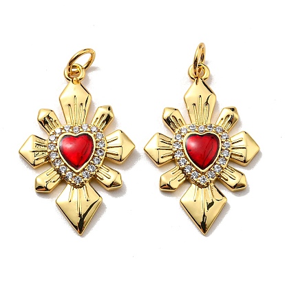 Стойки обшивки латунь кубического циркония подвески, с эмалью, без свинца и без кадмия, долговечный, сердце