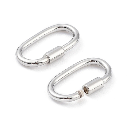925 Sterling Silver Locking Carabiner Claps, Oval