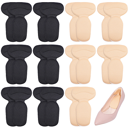 12 Pairs 2 Colors Self-adhesive Sponge T Shape Heel Sticker, Heel Grips