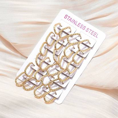 301 серьги-кольца из нержавеющей стали для женщин, текстурированный прямоугольник, ионное покрытие (ip)