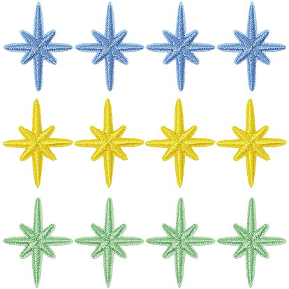 30 шт. 3 цвета тканевые звезды самоклеящиеся вышитые пришивные аппликации, швейные украшения