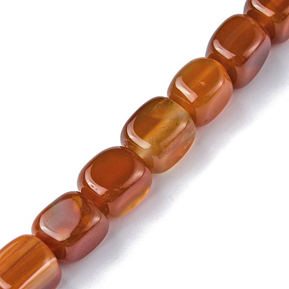 Natural Red Agate Beads Strands, Dyed & Heated, Cuboid