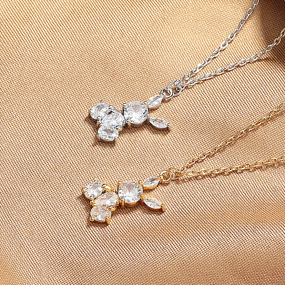 Подвеска в виде кролика из латуни с прозрачными кубическими циркониями для женщин.