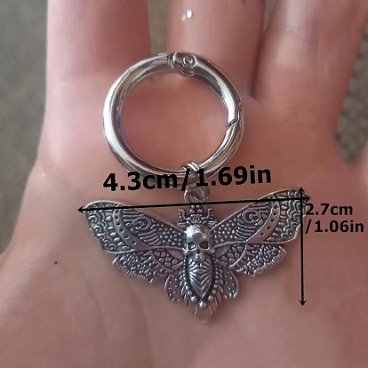 Moth Alloy Shoe Charms, with Spring Gate Rings, for Shoe Decoration