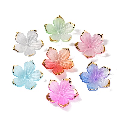 Прозрачные колпачки акриловая бисера, с золотым краем, цветок