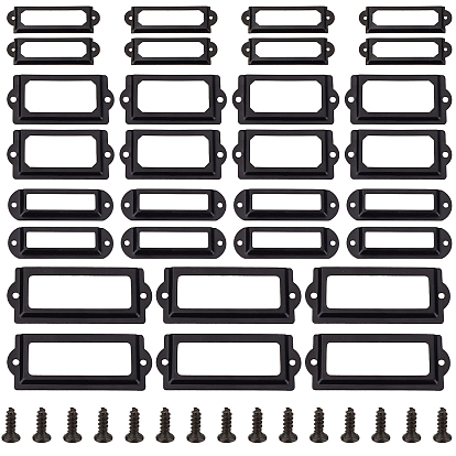 40 наборы 4 стиль железный индекс этикетка рамка, держатели именных карточек, для ящика, аксессуары для шкатулки, с винтами, прямоугольные