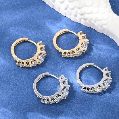 Серьги-кольца из латуни с прозрачным кубическим цирконием