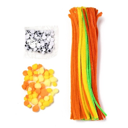Kits de artesanía de muñecas de bricolaje, Tallo de chenilla guirnalda de alambre artesanal y cabujones de ojos blancos y negros de plástico