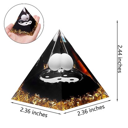 Orgone Pyramid Protection Crystal Gemstone Pyramid Reiki Positive Energy Pyramid Chakra Meditation Pyramid for Success Health Lucky Anti-Stress Decor Gift Collection (Black)