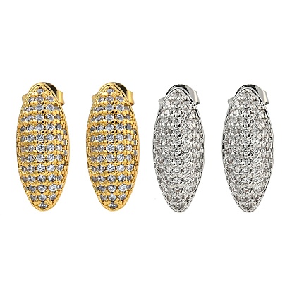 Серьги-гвоздики овальной формы с прозрачными циркониями, украшения из латуни для женщин