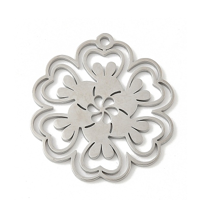 304 подвески из нержавеющей стали, цветочный шарм, лазерная резка, ионное покрытие (ip)