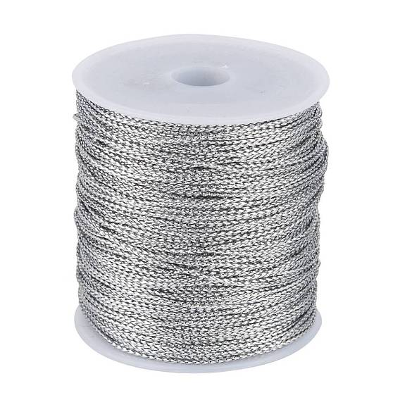 1mm Jewelry Braided Thread Metallic Threads, Polyester Threads, about 109.36 yards(100m)/roll